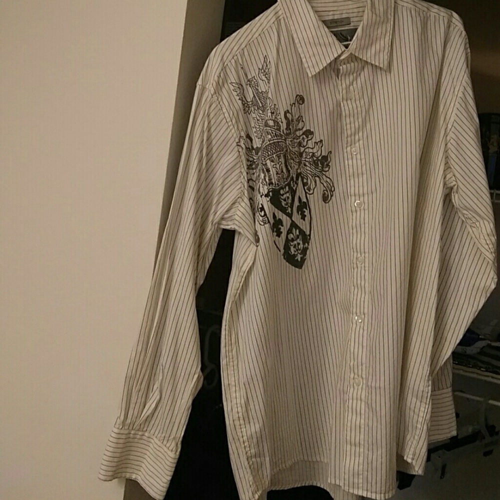 Long sleeve button up dress shirt White (XL)